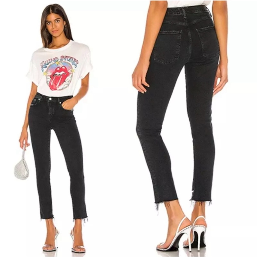 Agolde Toni mid rise Black stretch Straight Jeans size 27